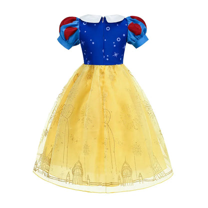 NEW 2024 Snow White Costume Girl Festival Clothing Princess Birthday Ball Gown Kid Prom Party Role Play Dress Halloween Disguise