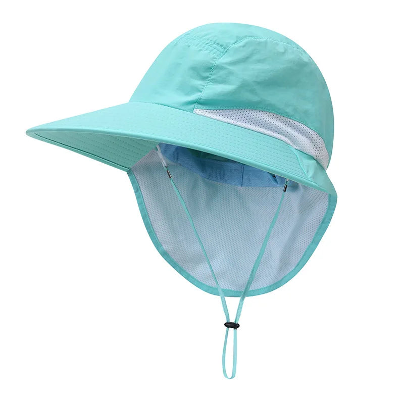 Outdoor Sun Hat for Women Youth Girls 50+ UPF Protection Safari Cap Wide Brim Fishing Hat with Neck Flap BeacH