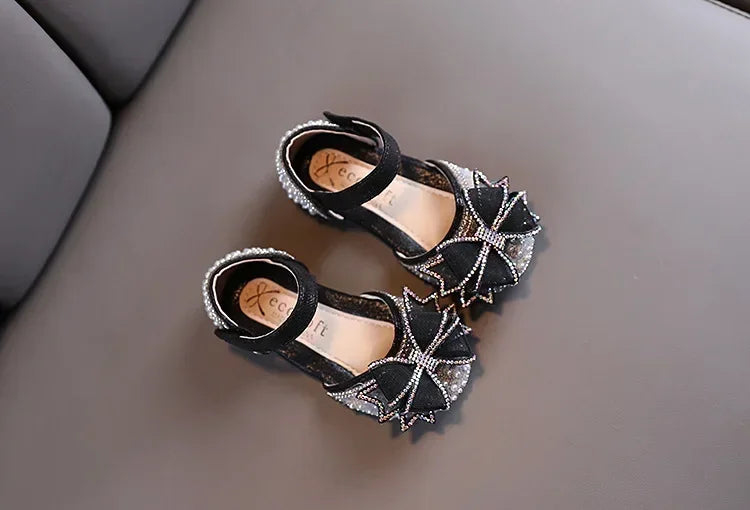 2025 Summer Girls Flat Princess Sandals Fashion Sequins Bow Rhinestone Baby Shoes Kids Shoes For Party Wedding Party Sandals