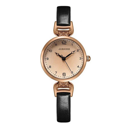 Simple Women's Watches Small Round Ladies Bracelet Watch PU Leather Thin Retro Quartz Wristwatch for Women Girls Gifts