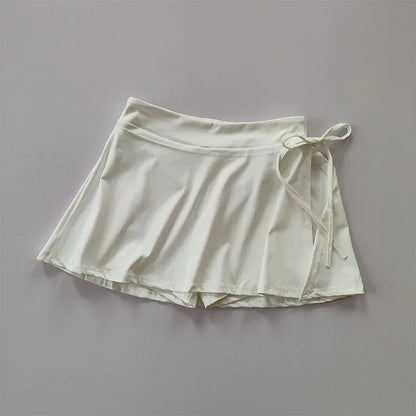 Sports Yoga Skirt Badminton Tennis Skirt Pants Half-body Quick Drying Pocket Skirt Side Split Strap Pants for Outwear Mini Skirt