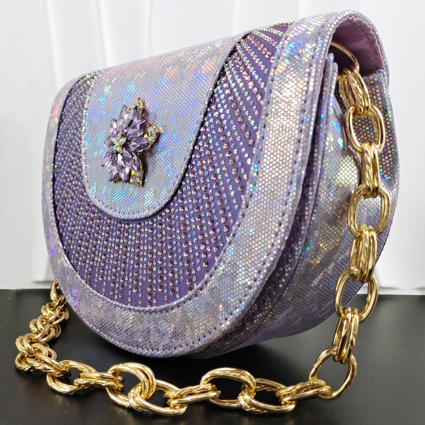 INS New Arrival Colorful Crystral Decoration Design Elegant Mature Party Wedding Peep Toe Ladies High Heels and Bag Set