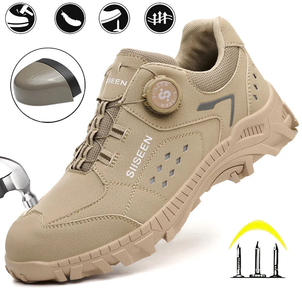 Men's Steel Head Safety Shoes Puncture And Smash Resistant Lightweight Sole Breathable Upper for Outdoor Workshop Work Shoes