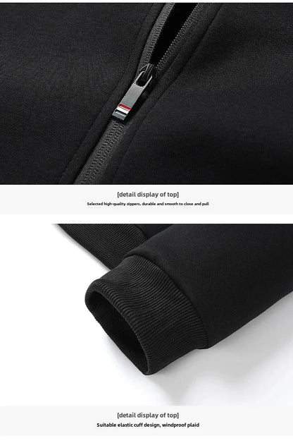 Spring Autumn New Men's Cotton Sports Suit Stand Collar Sweatshirt Middle-Aged And Elderly Casual Stylish Cardigan Loose-Fit 2-P
