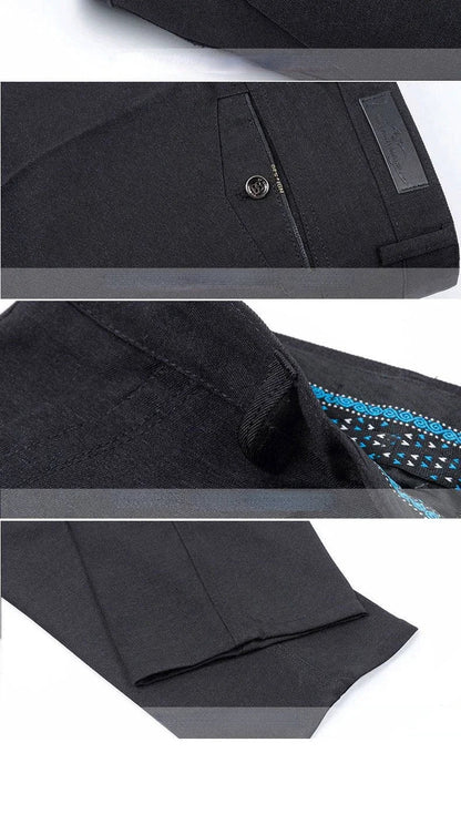 Men's Summer Autumn Casual Pants Straight Formal Long Trouser Adult Solid Color Flat Design Thick Lightweight Suit Pant Business