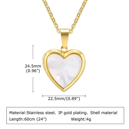 Women Locket Necklaces, Openable Heart Pendants, Stainless Steel Shell Photo Frame Necklace