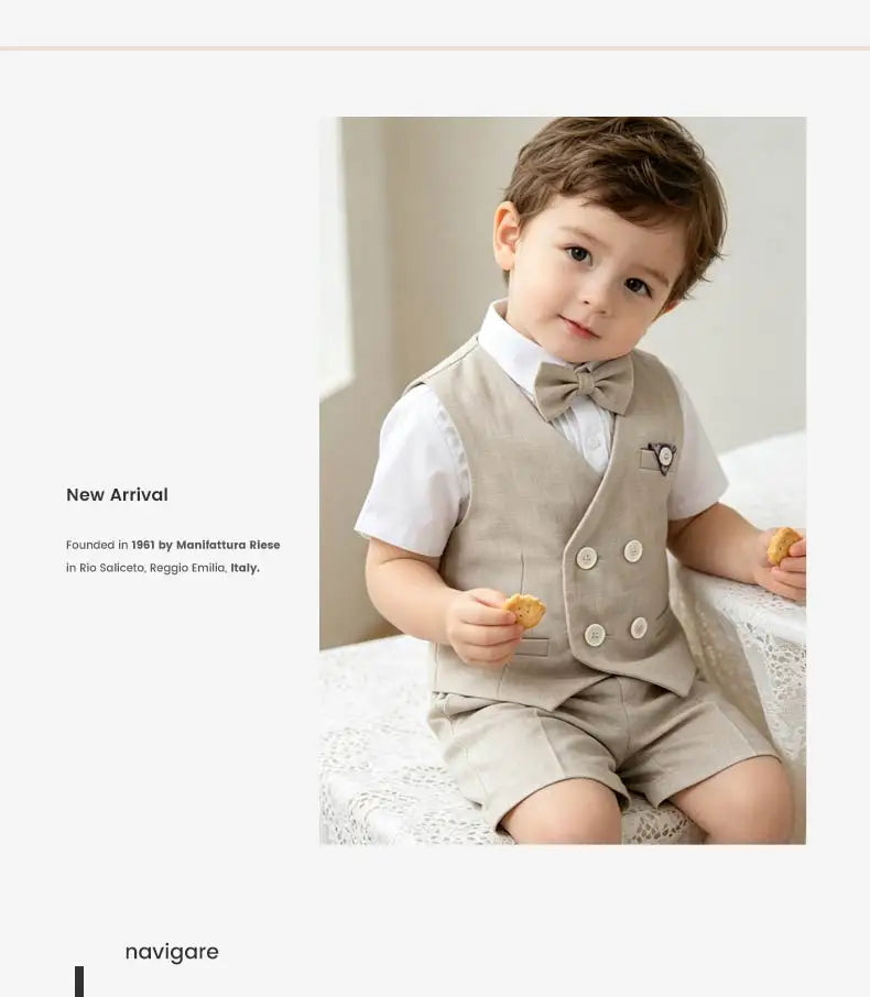 Summer Kids Boy Linen Suit Set Double Breasted Vest Shorts Bowtie for Ring Bearer Flower Boys Toddler Gentleman Outfit Clothes