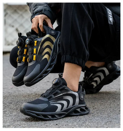 New Safetys Shoe Rotating Button Work Shoes Men Anti-smash Anti-puncture Shoes Fashion Men Sport Shoes Security Protective Boots