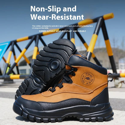 New fashion high-top anti-smashing and anti-puncture safety shoes steel toe toe wear-resistant work shoes men's protective shoes