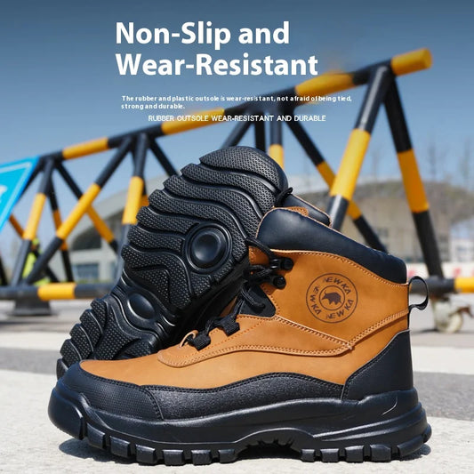 New fashion high-top anti-smashing and anti-puncture safety shoes steel toe toe wear-resistant work shoes men's protective shoes