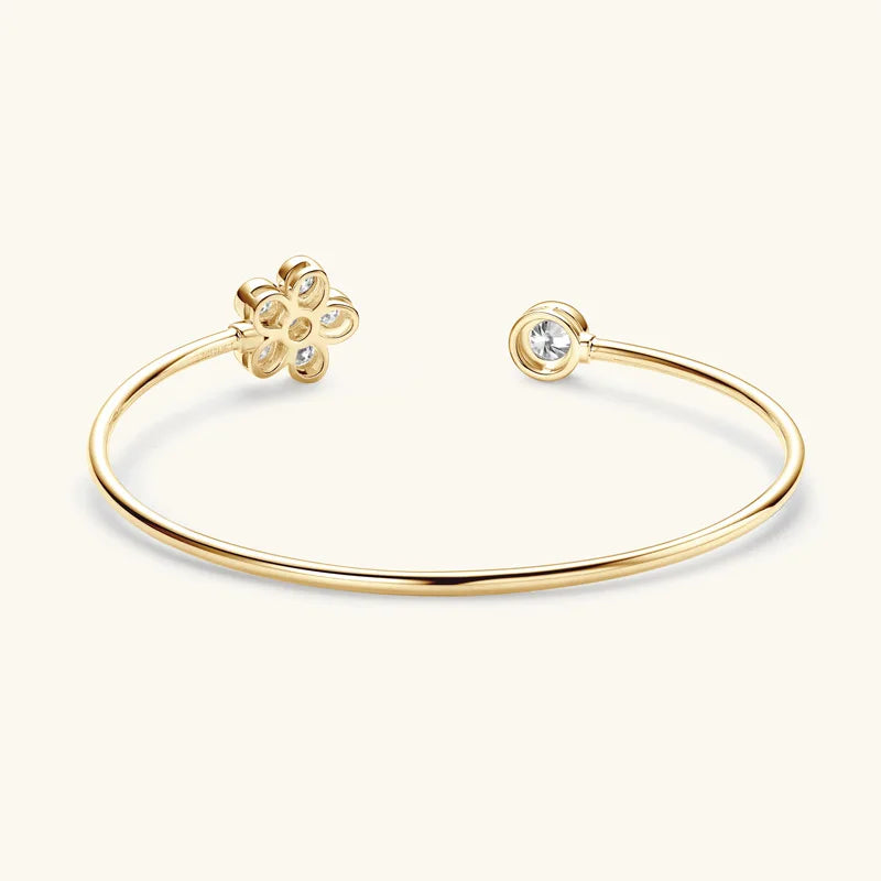 Four Prong Moissanite Cuff Bangle 5mm 0.5CT Round Cut D Color 925 Silver Open Hand Chain Bracelet For Women Girl Lady Gift