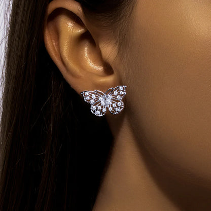 D Color 1.6mm Moissanite Butterfly Stud Earring 925 Sterling Silver 18K Plated Jewelry for Women Birthday Gifts