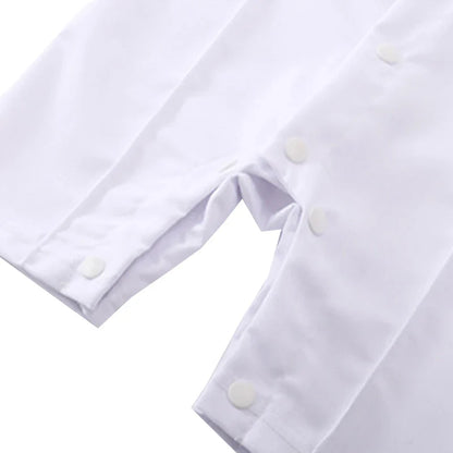 3-24 Months Infant Baptism Outfit Baby Boys Formal Suit Summer Gentleman Costume White Romper Tie Newborn Suits Birthday Dress