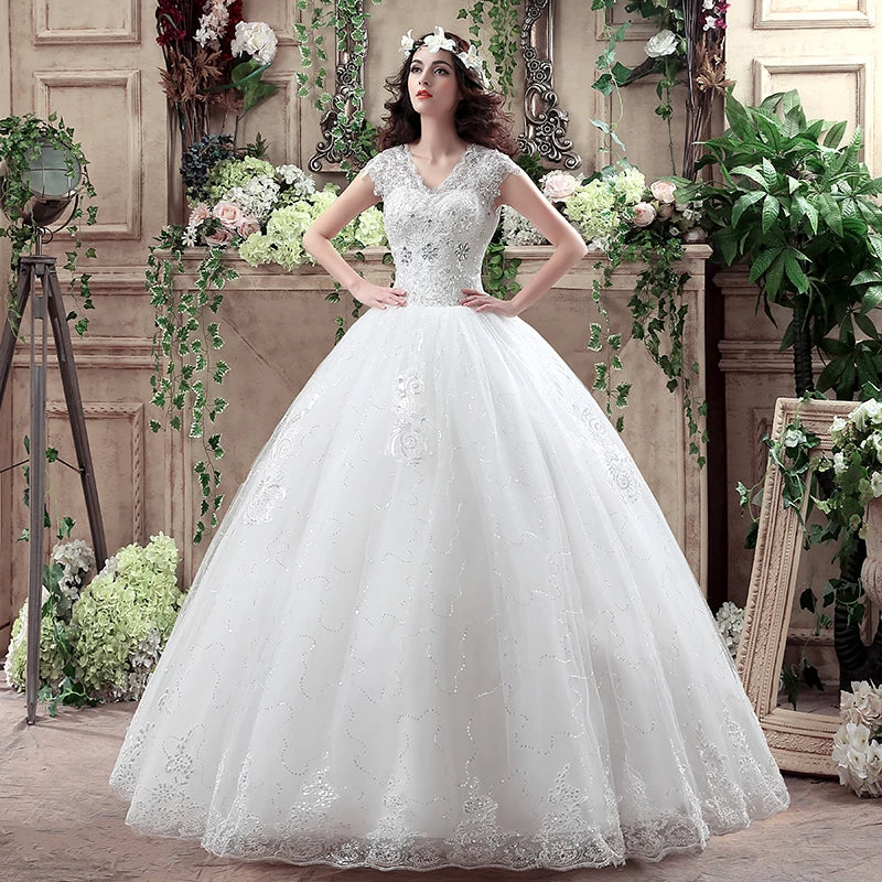 Wedding Dress Wholesale Lace up Embroidery Bride Marriage Dresses White Ball Gown Factory Christmas Carnival Plus Size