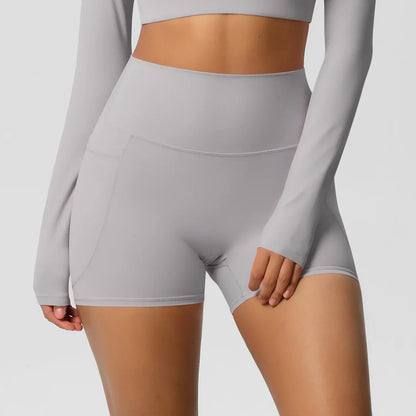 Women Sports Short With PocketedYoga Legging Shorts Squat Proof High Waist Fitness Tight Shorts Quick Drying Cycling Workout Gym
