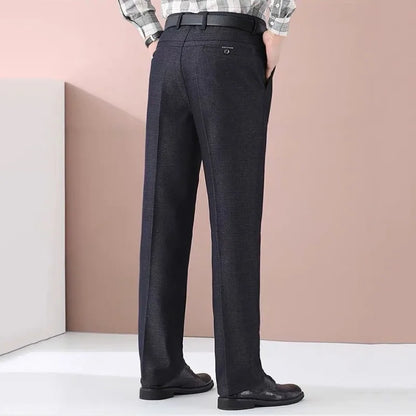 New Men's Summer Thin Autumn Thicken Business Casual Pants Fashion Solid Gentle Trousers Male Brand Suit Pant Black Grey GOZBKF