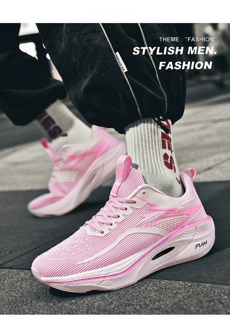 Men Sports Running Shoes Carbon Board Air Cushion Breathable Lightweight Women's Comfortable Athletic Nonskid Sneakers