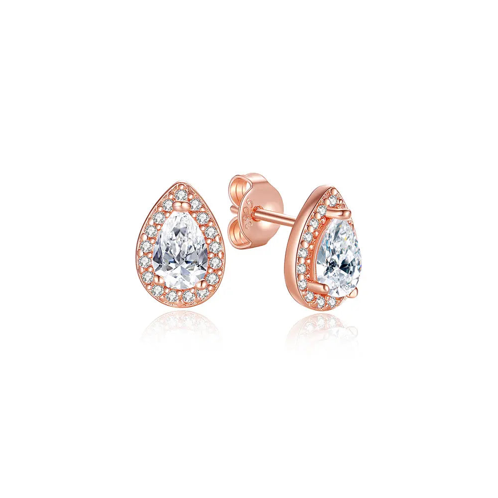 Original 925 Sterling Silver Earrings 2025 Stud Hoop Crystal Earings For Women Rose Gold Crown Heart Infinity Bee Earing Jewelry