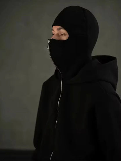 Autumn Men Balaclava Y2K Gothic Harajuku Winter New Item Double Hooded Sweatshirt Men's Hooded Mask Zipper Sportswear Women