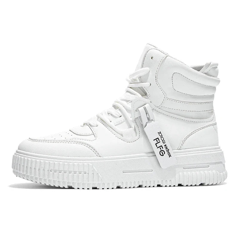 Novos Tênis Casuais de Moda Cano Alto Sapatos de Skate Botas Estudantis Masculinas e Femininas Tendência Resistente ao Desgaste Casais Bicolores