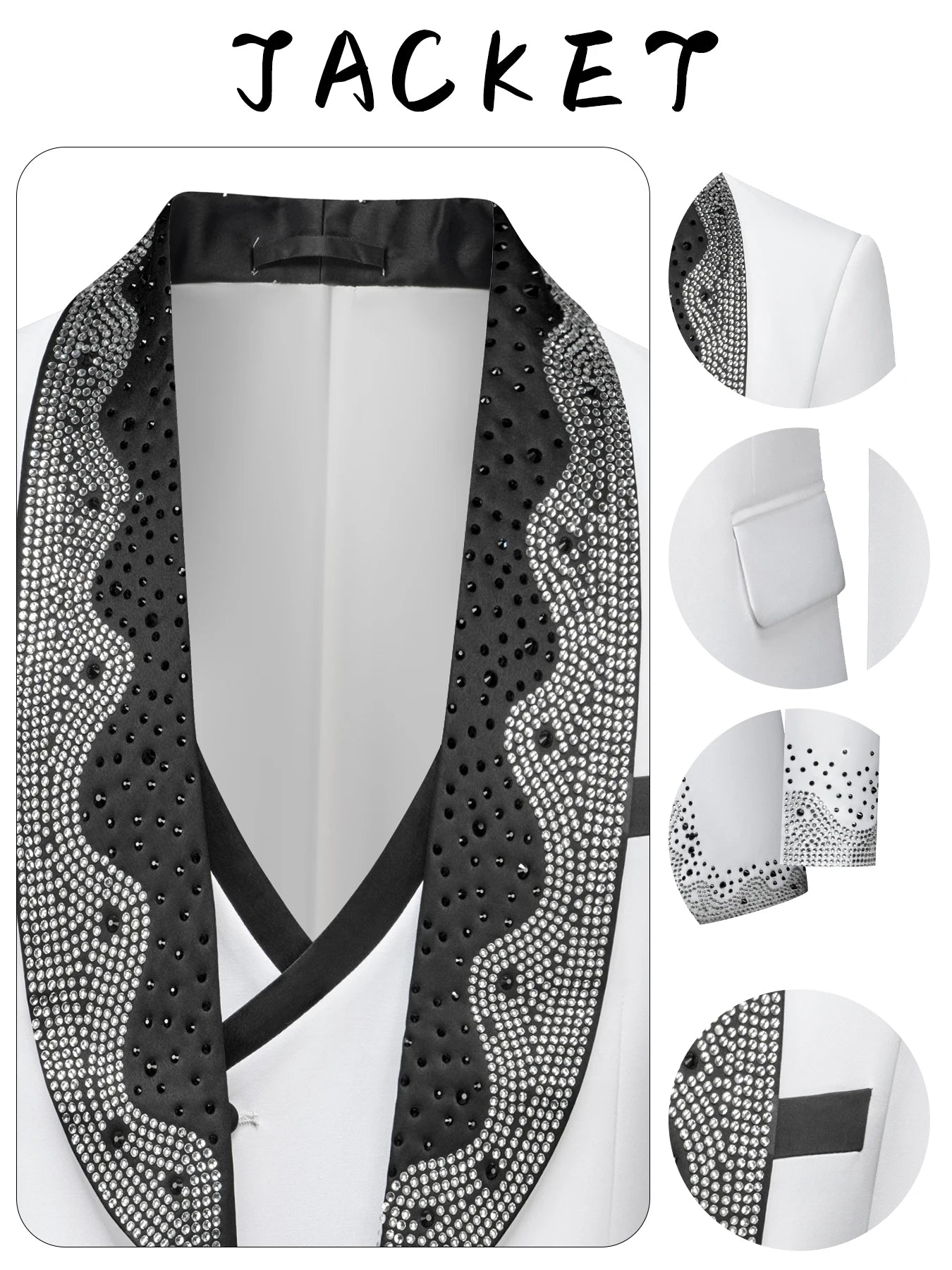Luxury Wedding Suit For Fashion Men Beaded Slim Fit Groom Tuxedo Gentleman Party Suit 3 Pieces (Jacket+Pants+Vest) 2025