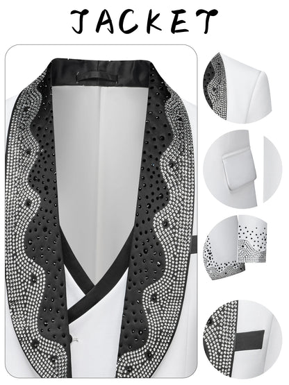 Luxury Wedding Suit For Fashion Men Beaded Slim Fit Groom Tuxedo Gentleman Party Suit 3 Pieces (Jacket+Pants+Vest) 2025