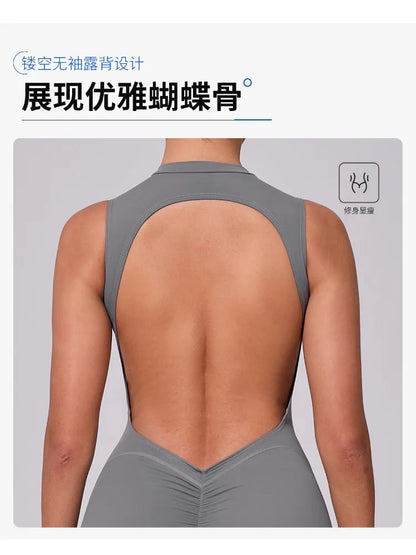 Women's High Elasticity Sports Jumpsuit Yoga Set Fitness Combination Lift Buttocks Bare Back Gym Sexy Romper for Active Women