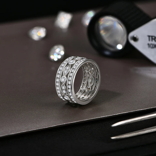 Luxury Full Moissanite Rings for Women D Color VVS1 Lab Diamond Band S925 Silver Engagement Wedding Jewelry Party Gift