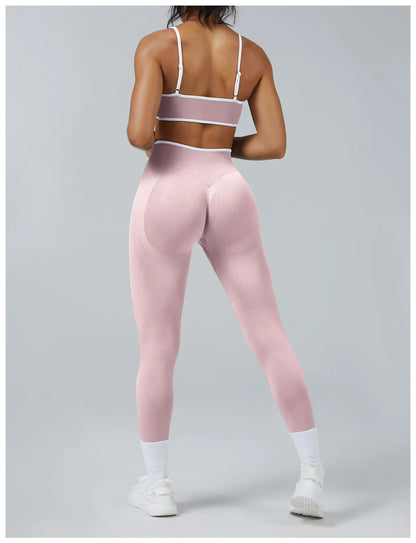 Seamless Yoga Set Women Gym Clothing Scrunch Bum Legging Sports Bras Padded Tank Top Workout Outfits Fitness Sportswear Suits