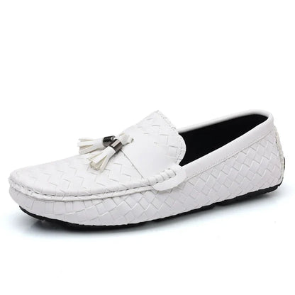 White Loafers Men Handmade PU Leather Loafers Shoes Slip on Casual Driving Flats Comfortable Moccasins Size 48 Men Shoes