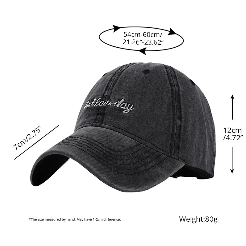 Bad Hair Day Washed Black Baseball Cap female male Snapback Hat