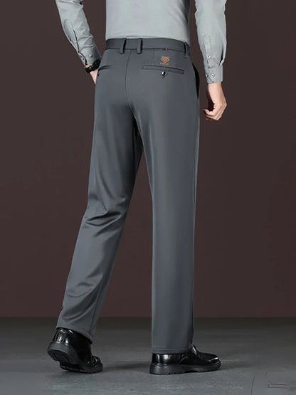 Men's New Loose Straight Leg Elastic Formal Pants, Business Tiger Head Western Style, All Seasons, Casual & Formal Wear