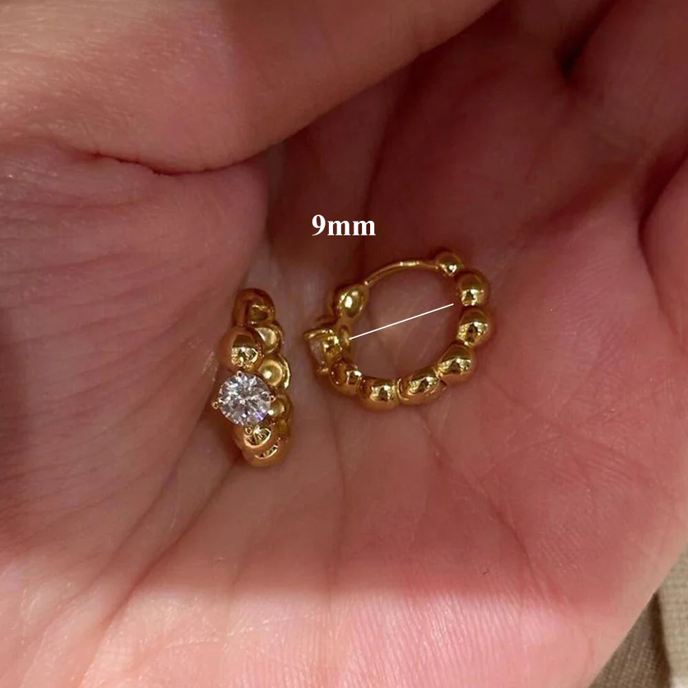 Dainty 0.3CT Round Cut D Color Moissanite Huggie Hoop Earrings for Women S925 Silver Minimalist Buckle Ear Fine Jewelry