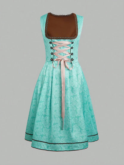 German Traditional Skirt Women's Three Piece Suit, Munich Oktoberfest Costume, Bavarian Style Halloween Carnival Costume