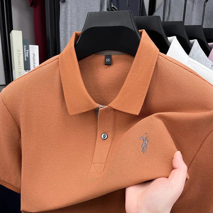 100% pure cotton high-end brand men's short sleeve polo shirt comfort lightweight summer casual T-shirt youthful fashionable top