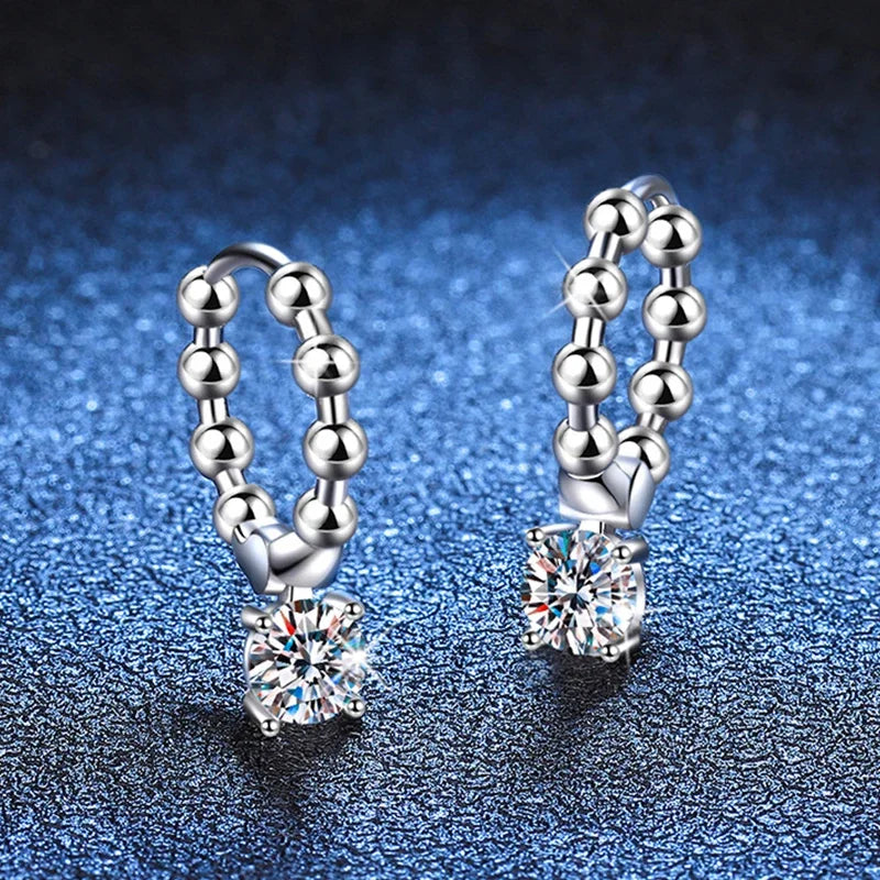 Real 0.5CT 5mm D Color Moissanite Drop Earrings for Women S925 Silver Plated PT950 Pass Diamond Test Earring Fine Jewelry