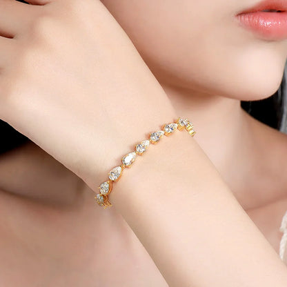 Full Moissanite Tennis Bracelet For Women S925 Sterling Silver Pear Lab Diamond Sparkling Luxury Fine Jewelry