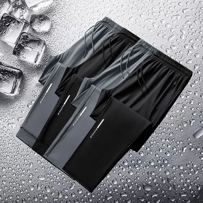Men's spring and summer ice silk long pants slim fit new loose high elasticity fast drying outdoor running casual pants
