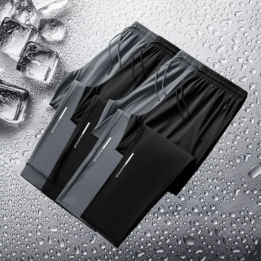 Men's spring and summer ice silk long pants slim fit new loose high elasticity fast drying outdoor running casual pants
