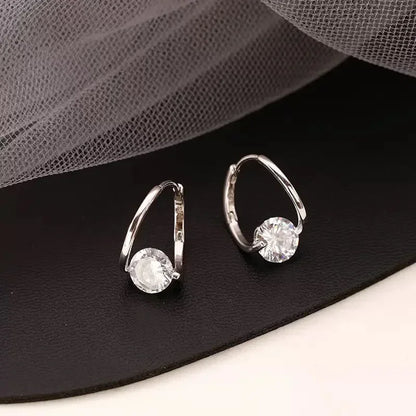 2024 New Fashion Gold Color Round Zircon Simple Drop Dangle Earrings for Women Charm Korean Hoop Jewelry Wedding Birthday Gift