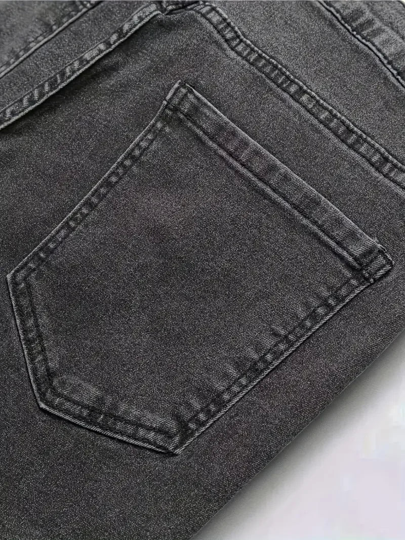 Streetwear Straight-Leg Jeans for Men, Fashionable Straight-Leg Loose-Fit Denim Pants