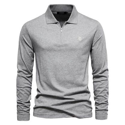 Brand Long Sleeve Men's Polo Shirts 100% Cotton Solid Color Casual Polo Shirts for Men New Sping Autumn Basic Polos Men