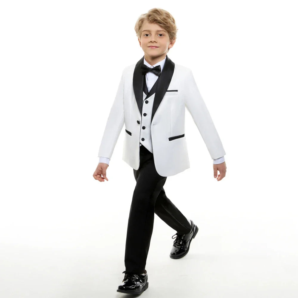 Fast Delivery Boys Slim Fit Suits 4 Pieces Piano Performance Outfit Three Colors Available Comfortable Long Sleeved Suit Set