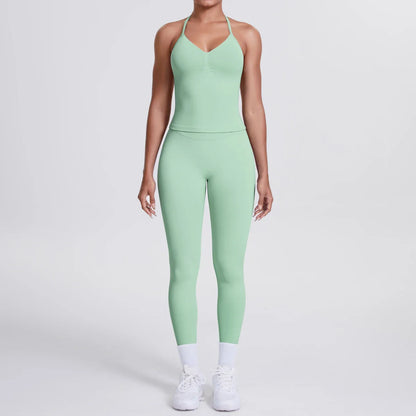 2 Piece Yoga Clothes Women Tracksuit Athletic Wear Pilates Fitness Suit Gym Workout Push Up Clothes Sports Bra Leggings Suit