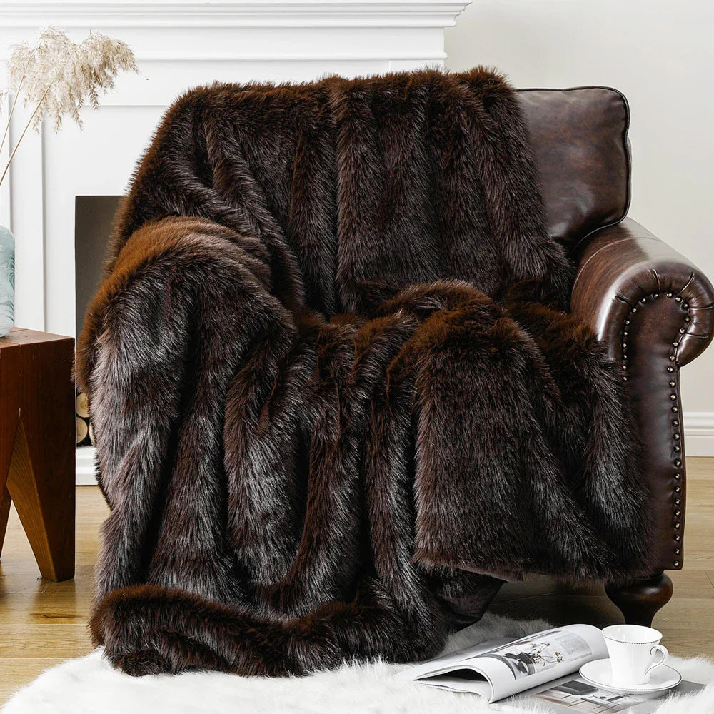 Fluffy Soft Blankets Luxury Fur blanket for Bed Sofa Mink Faux Fur Throw and Blankets Large Warm Blanket for Home Decor