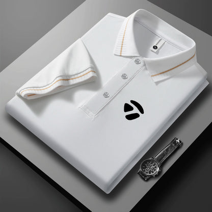 2026 New Men's Polo Collar T-shirt Short Sleeved Casual Sweat Absorbing Breathable T-shirt Men's Top