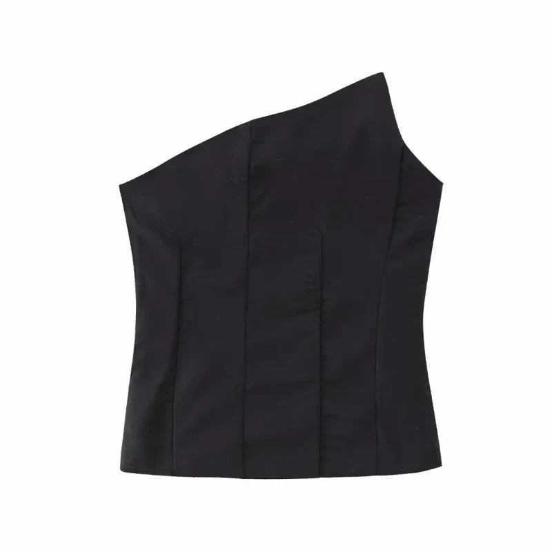 Stylish Women Elegant Cropped Tank Tops 2023 Summer Fashion Ladies Vintage Chic Slim Black Top Party Girls Sexy Tanks