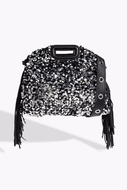 Glitter Sequined Handbag for Women, Luxury Designer Shoulder Bag with Tassel, Fashion Crossbody Bucket Bag for Ladies Elegant