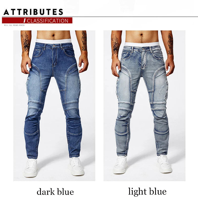 2025 Elastic Jeans Mens Small Straight Leg Denim Pants Outdoor Casual Motorcycle Pants High Street Classic High Quality Jeans