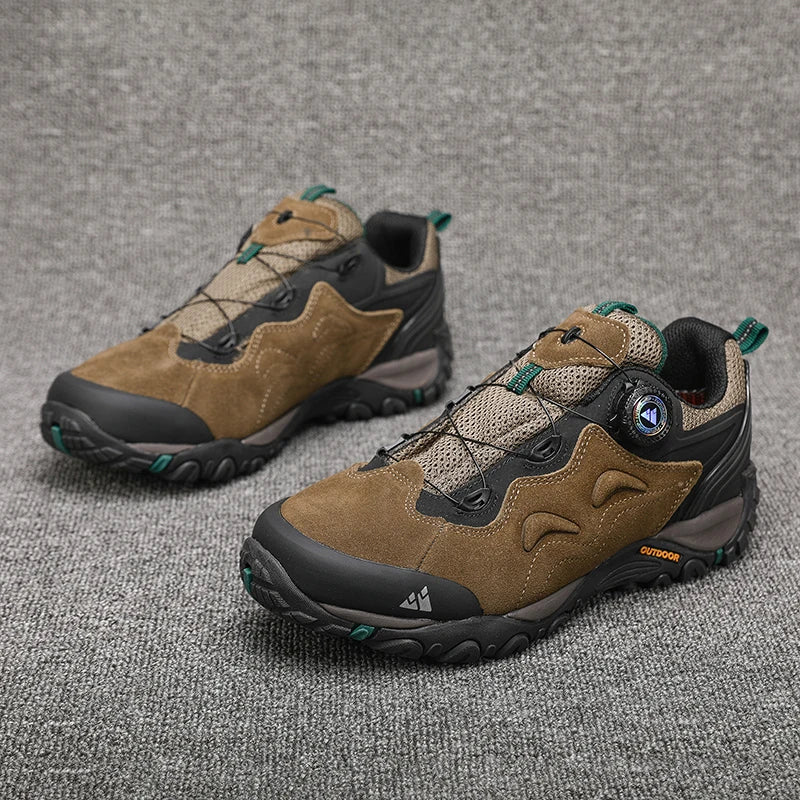 Leather Shoes for Men, Outdoor Hiking Shoes, Tourist Trekking Sneakers, Mountain Climbing Trail Jogging Shoes, Turnbuckle